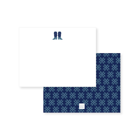 Blue Cowboy Boots Notecard Set // non-personalized
