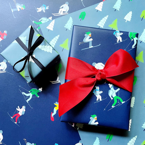 Skiers + Trees Gift Wrap Sheets