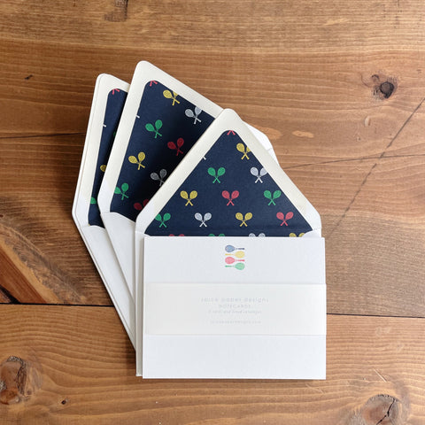 Tennis Notecard Set with lined envelopes