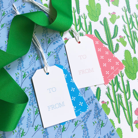 Bluebonnet + Cactus Gift Wrap Sheets