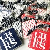 Set of 10 Cheers Coasters // red or navy