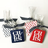Set of 10 Cheers Coasters // red or navy
