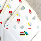 Library Books Card Set with lined envelopes