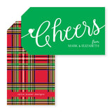 Scripty Holiday Cheers Gift Tag | tartan
