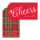 Scripty Holiday Cheers Gift Tag | tartan