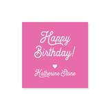 "Happy Birthday" Square Stickers + Tags in Script // 20 color options