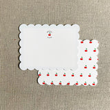 Cherry Notecard with Scallop Edge