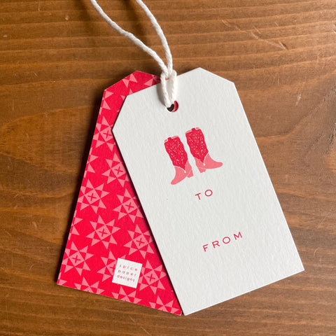 Western Boots Tag Set // red