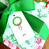 Reindeer Damask Gift Wrap Bundle (paper, stickers + ribbon)