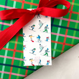 Large Holiday Gift Tag, non-personalized | skiers