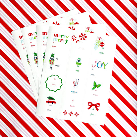 Square Holiday Gift Stickers  // 48 stickers