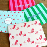 Thank You Folded Notecard Set // pink stripes