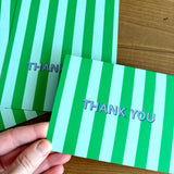Thank You Folded Notecard Set // green stripes