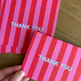 Thank You Folded Notecard Set // pink stripes