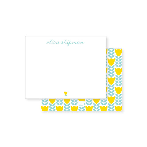 Scandi Floral Notecards // yellow + turquoise