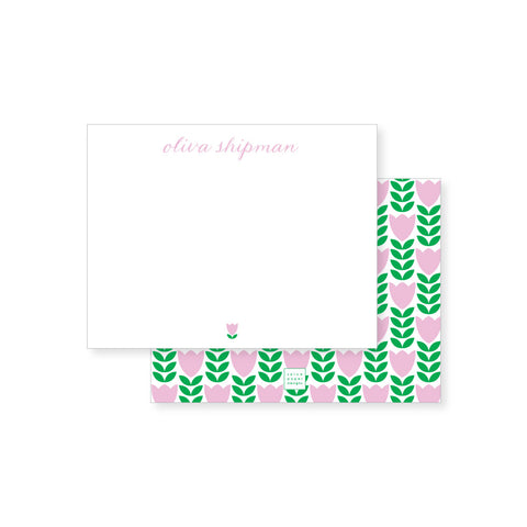 Scandi Floral Notecards // pink + kelly green
