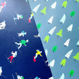 Holiday Skiers + Trees Gift Wrap Bundle (paper, tags + ribbon)