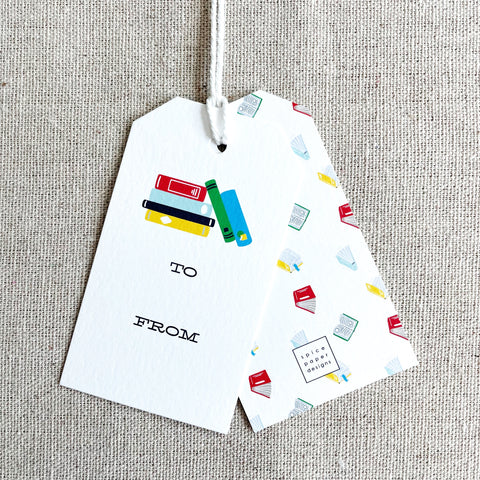 Library Books Hang Tag Set | non-personalized
