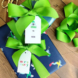 Holiday Skiers + Trees Gift Wrap Bundle (paper, tags + ribbon)