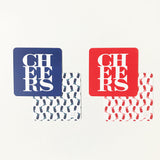 Set of 10 Cheers Coasters // red or navy