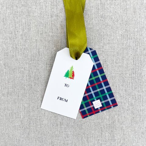 Holiday Gift Tag, non-personalized | woodsy plaid