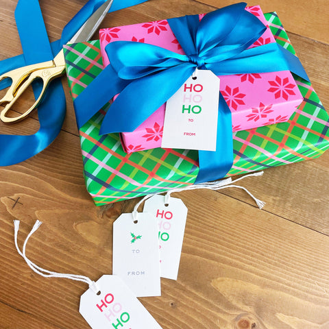 Holiday Snowflakes + Plaid Gift Wrap Bundle (paper, tags + ribbon)