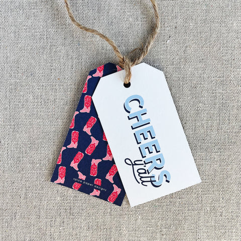 Cheers Y'all Gift Tag, navy | non-personalized