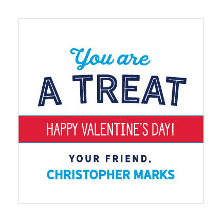 Valentine Sticker or Card // blue treat