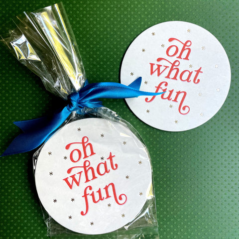Set of 10 “oh what fun” coasters
