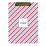 Personalized Clipboard // blue + red stripes