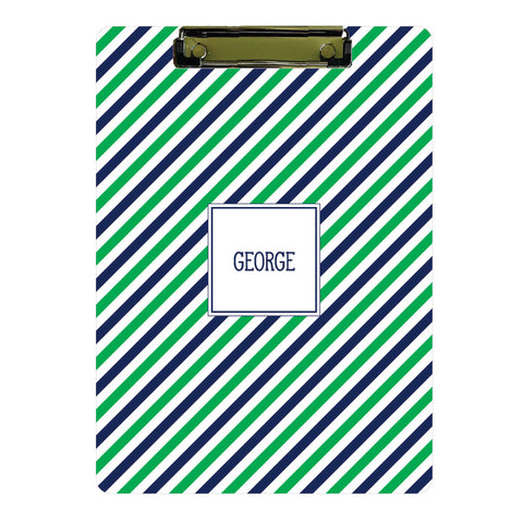 Personalized Clipboard // navy + green stripe
