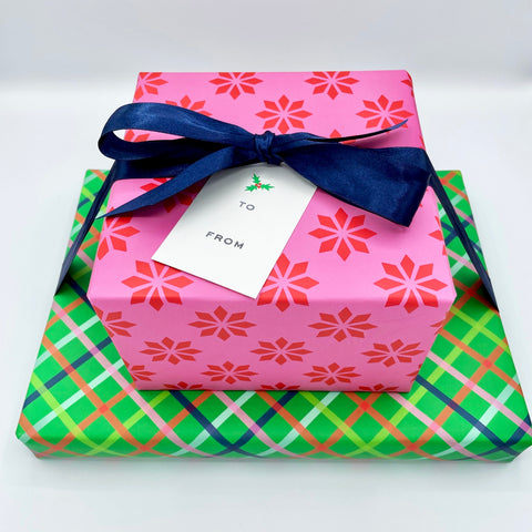 Snowflakes + Plaid Gift Wrap Sheets